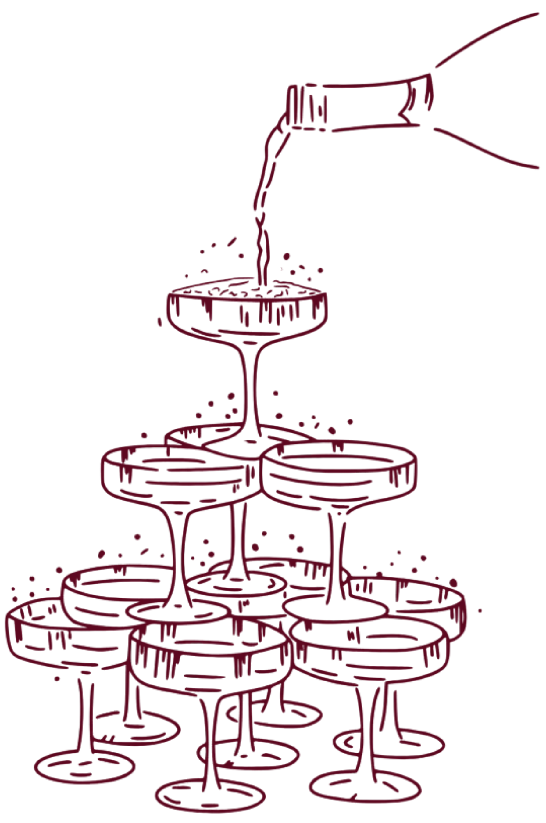 Botella de vino y torre de copas